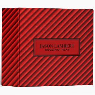 Red And Black Stripes Pattern 3 Ring Binder
