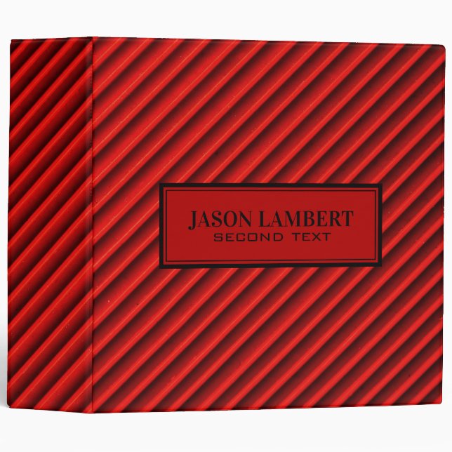 Red And Black Stripes Pattern 3 Ring Binder (Front/Spine)