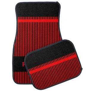Red and Black Stripes Personalize Car Floor Mat