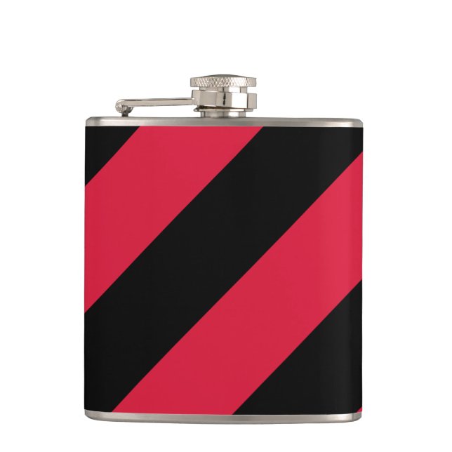 Red and Black Stripes Vinyl Wrapped Flask, 6 oz. Flask (Front)