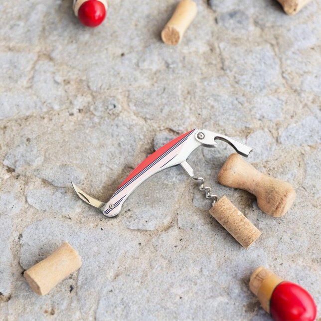 Red and Black Stripes Waiter's Corkscrew (Corkscrew Bottle Opener)