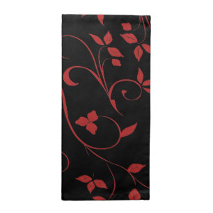 Red and Black Stunning Decorative Fern Cloth Napkin