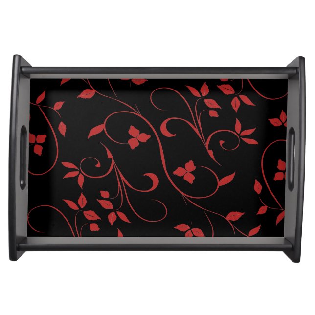 Red and Black Stunning Decorative Fern Serving Tray (Front)