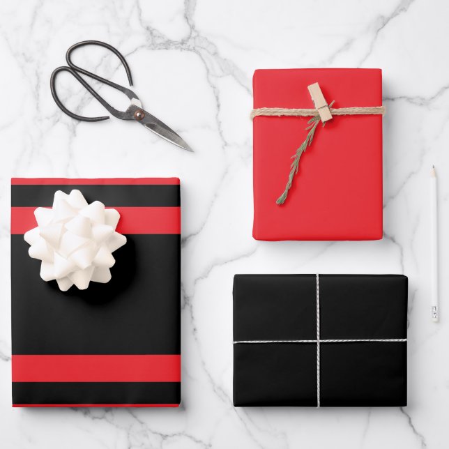 Red and Black Stylish Wrapping Paper Sheets (Front)