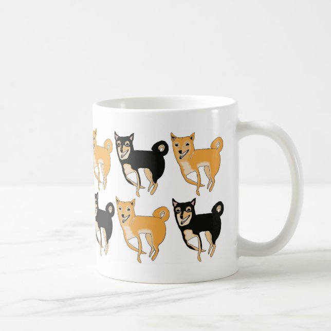 Red and Black & Tan Shiba Inu Pattern Coffee Mug (Right)