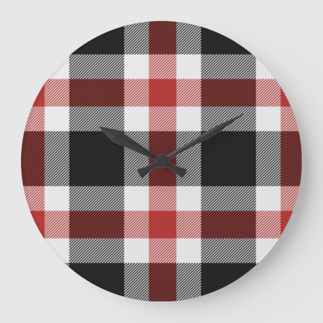 Red And Black Tartan Large Clock (Front)