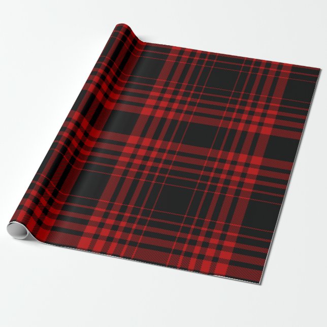 Red and black tartan plaid Scottish seamless patte Wrapping Paper (Unrolled)