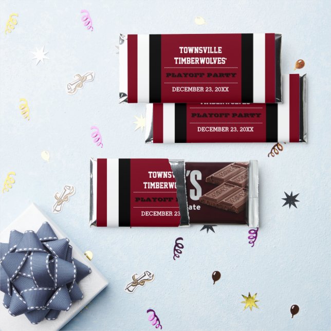 Red and Black Team Football Party Hershey Bar Favors (Front)