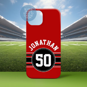 Red and Black Team Jersey Fan Gear Name Number Iphone 18 Pro Case