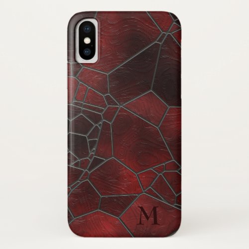 Red And Black Texture Glass iPhone X Case