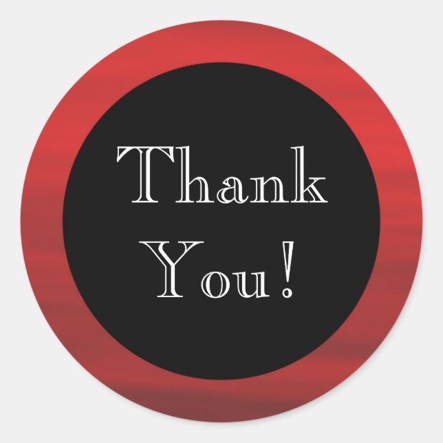 Red and Black "Thank You!" Envelope Seal Sticker (Front)