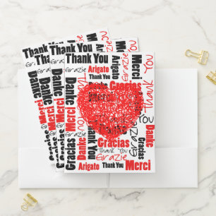 Red and Black Thank You Typography with Heart Pocket Folder