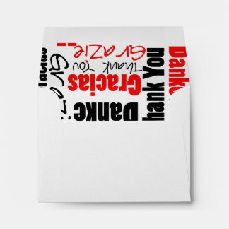 Red and Black Thank You Word Cloud Envelope