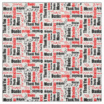 Red and Black Thank You Word Cloud Fabric