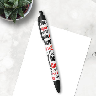 Red and Black Thank You Word Cloud Pen