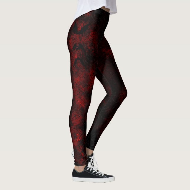 Red and Black Tie Dye Bat Leggings (Right)