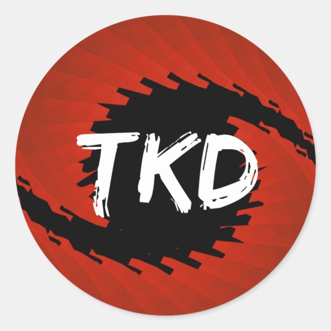 Red and Black TKD Hurricane Round Sticker (Front)