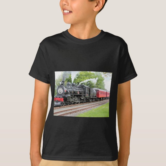 Red And Black Train Dark Grey Boys T-Shirt (Front)