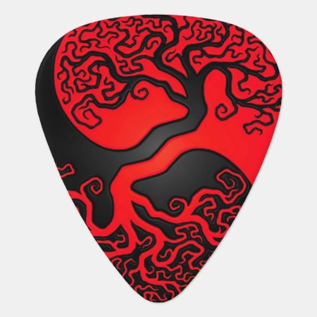 Red And Black Tree Of Life Yin Yang Guitar Pick