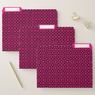 Red and black trendy geometric art deco pattern file folder