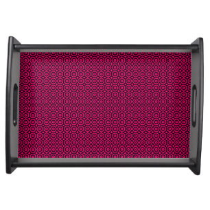 Red and black trendy geometric art deco pattern serving tray