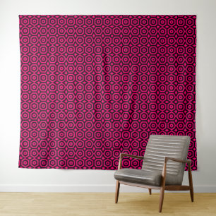 Red and black trendy geometric art deco pattern  tapestry