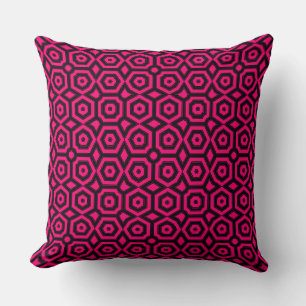 Red and black trendy geometric art deco pattern throw pillow