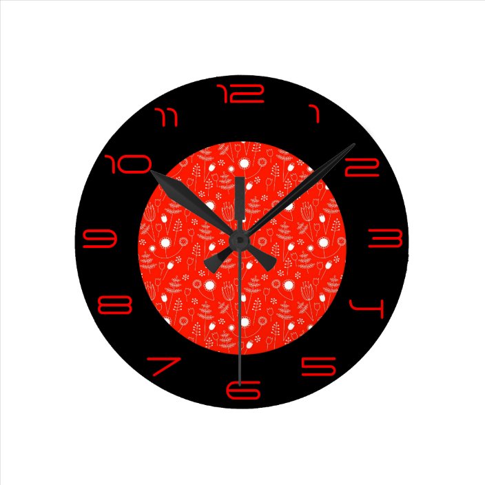 Red and Black>Trendy Patterned Clock