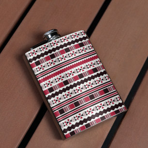 Red and Black Tribal Pattern Flask