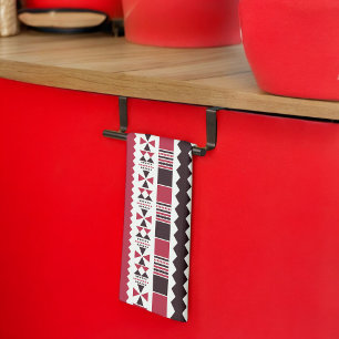 Red and Black Tribal Pattern Kitchen Towel
