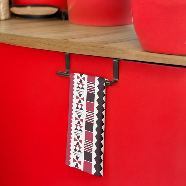 Red and Black Tribal Pattern Kitchen Towel (Kitchen Towel)