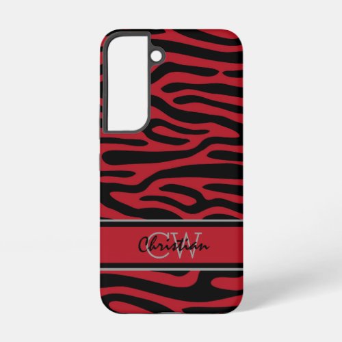 Red and Black Tribal Pattern Monogram Samsung Galaxy S22 Case