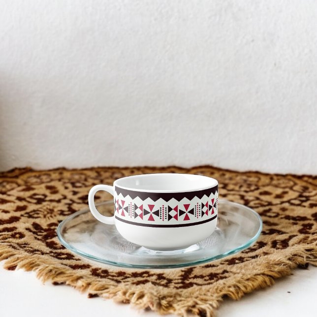 Red and Black Tribal Pattern Soup Mug (Soup Mug)