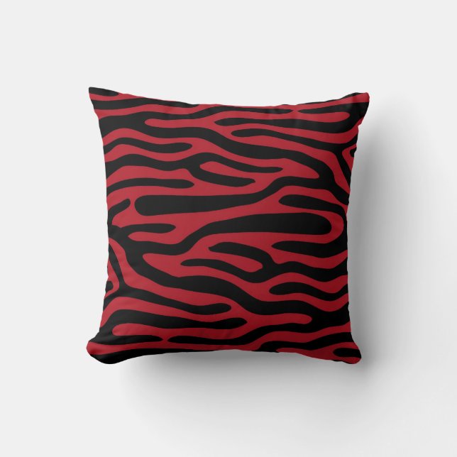 Red and Black Tribal Pattern Throw Pillow (Front)