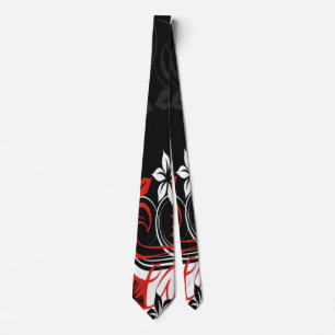 Red and Black Tribal Print Neck Tie