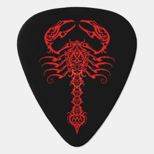 Red and Black Tribal Scorpion Guitar Pick