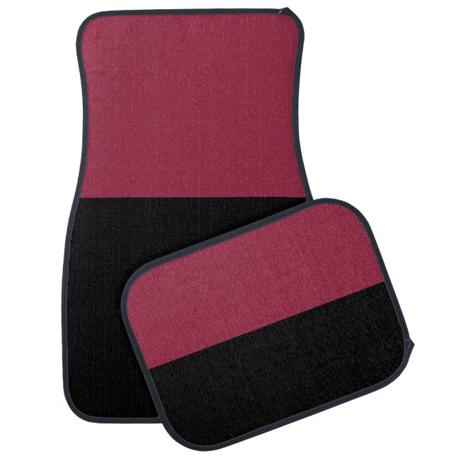 Red and Black Two Tone Solid Color Car Mats (Set)