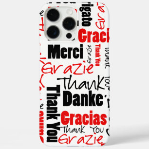 Red and Black Typography Multilingual Thank You iPhone 16 Pro Max Case