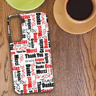 Red and Black Typography Multilingual Thank You Samsung Galaxy S22+ Case