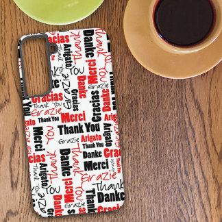 Red and Black Typography Multilingual Thank You Samsung Galaxy S22+ Case
