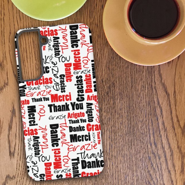 Red and Black Typography Multilingual Thank You Samsung Galaxy Case (Creator Uploaded)