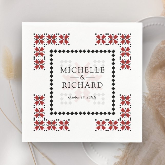 Red and Black Ukrainian Embroidery Wedding Napkins (Creator Uploaded)