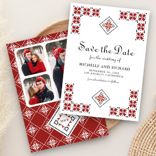 Red and Black Ukrainian Embroidery Wedding Save The Date