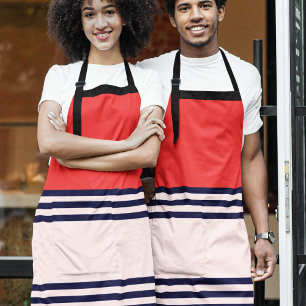 Red and Black Uniform Stripes Apron