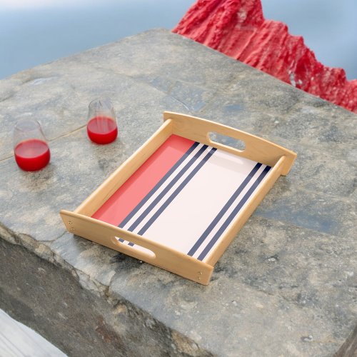 Red and Black Uniform Stripes Serving Tray