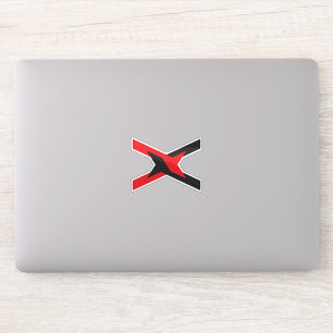 Red and Black Unit Letter X Monogram Sticker