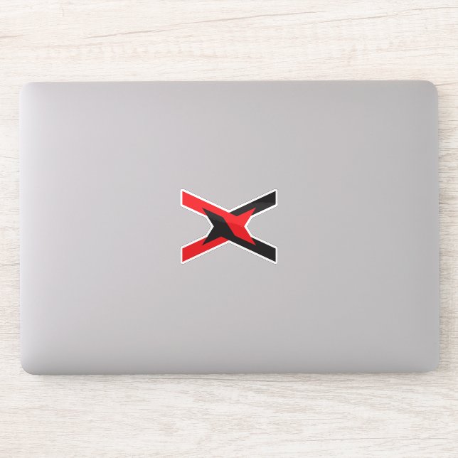 Red and Black Unit Letter X Monogram Sticker (Computer)