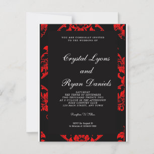 Red and Black Victorian Wedding Invitation Postcard
