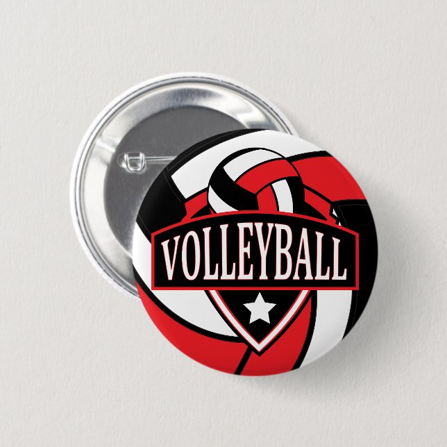 Red and Black Volleyball Logo Button (Front & Back)