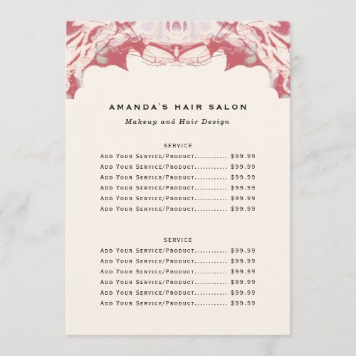 Red and Black Watercolor Biz Price List Menu